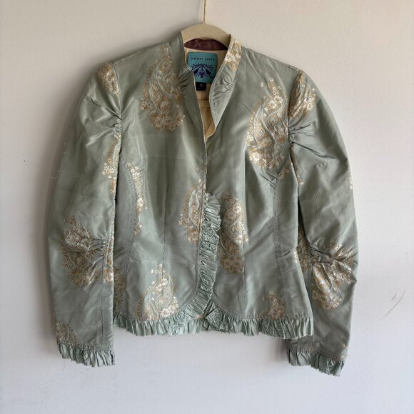 Palmer Jones Womens Jacket Hook & loop Embroidered Long Sleeve Blue‎ Size Small - Picture 1 of 8